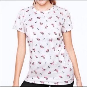 PINK Victoria's Secret Floral Short Sleeve Tee - White and Pink
